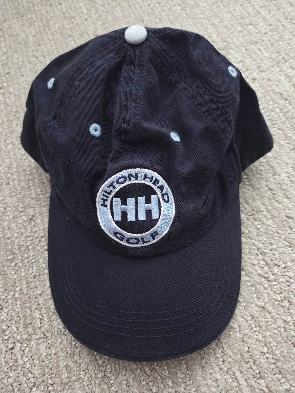 Navy Blue Hilton Head Golf Adjustable Cotton Hat With Light Blue Accents